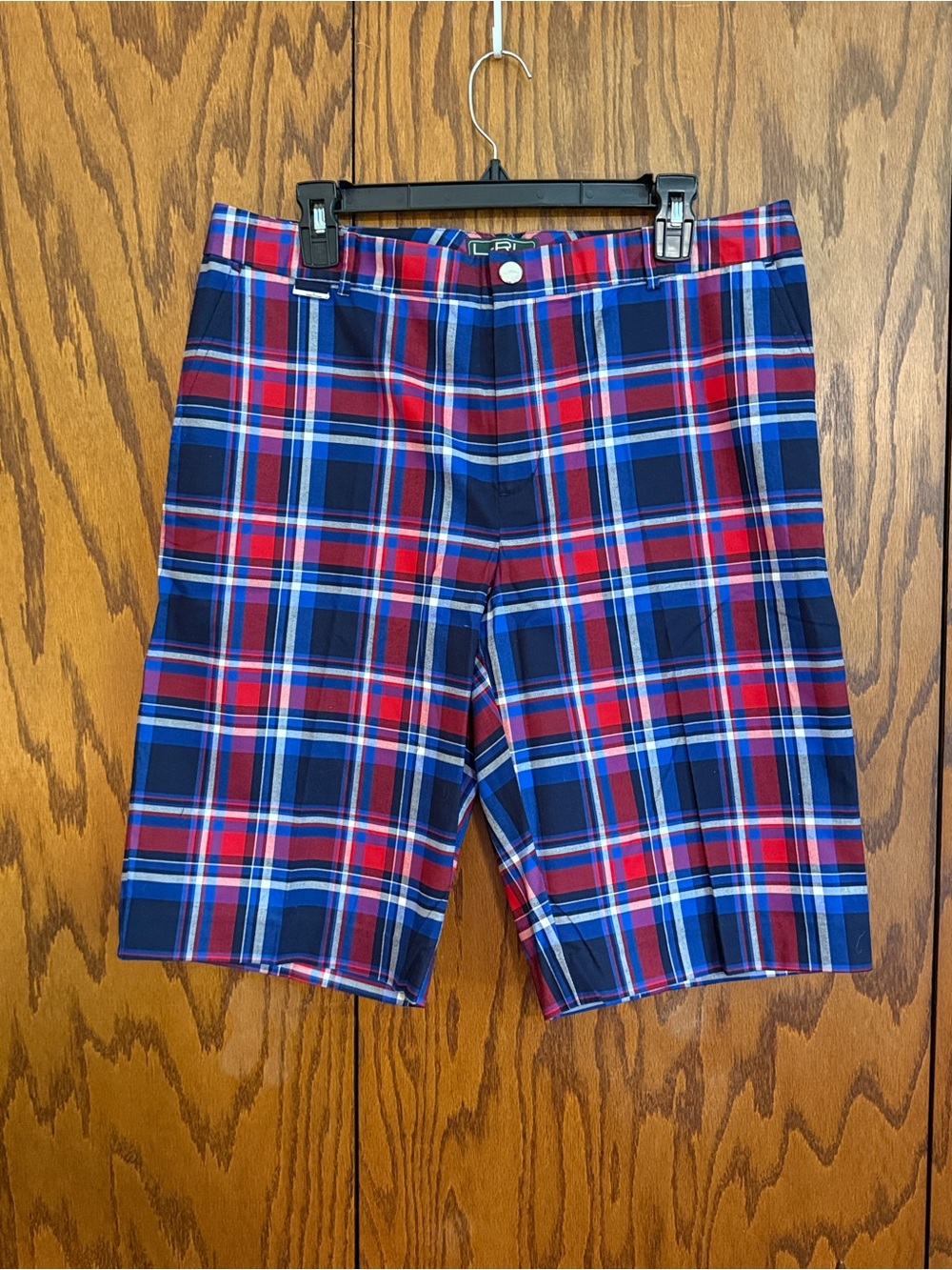 Lauren Active Ralph Lauren Plaid Golf Bermuda Shorts Women’s 12 Blue Red